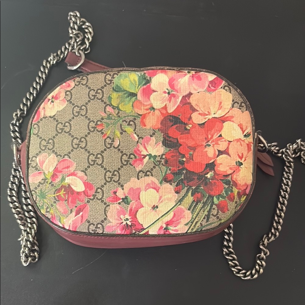 Gucci Beige and Floral Crossbody Bag